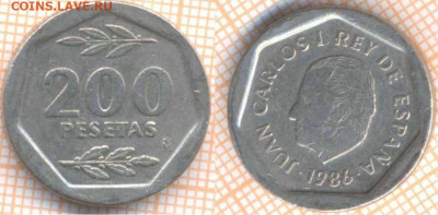 Испания 200 песет 1986 г., до 11.04.2020 г. 22.00 по Москве - Испания 200 песет 1986 510