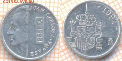 Испания 1 песета 1992 г., до 12.04.2020 г. 22.00 по Москве - Испания 1 песета 1992 523