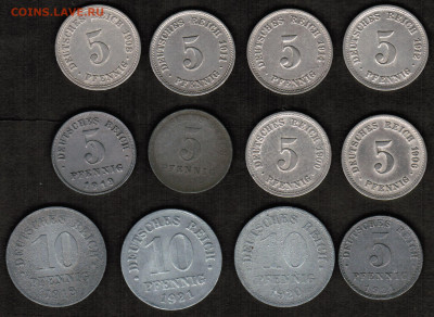 Монеты Германской империи - 12 штук (1900-1921 год) - Кайзеррейх