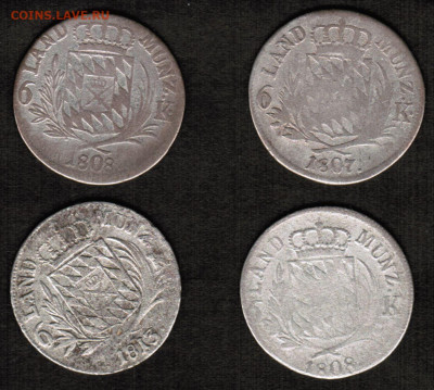 Германия-Бавария - 6 крейцеров (1807-1813) - 4 штуки - Бавария 1