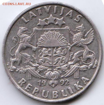 Латвия 1 лат 1992 г. до 24.00 14.04. 20 г. - 020