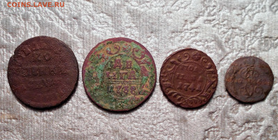 2 Полушки-1769г.,1741г.,Деньга-1738г,Петровская копейка год? - DSCN2873.JPG