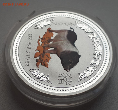 Серебро Австралия 1 доллар, 2007 Год свиньи до 13.04 - 1 (2)