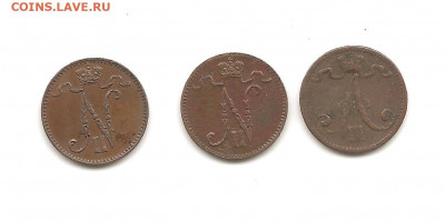 Русско-Финские 1 пенни.1894.1908.1913  короткий 12.04 - 111 005