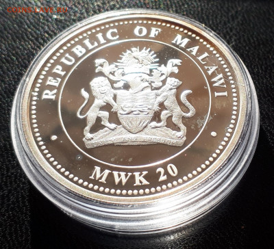 Серебро Малави 20 квач, 2010 год Тигра Цветная до 15.04. - 1 (86)