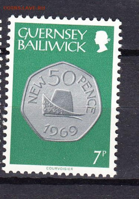 GUERNSEY  1979 монеты на марках 1м 7п до 16 04 - 91