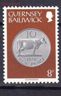GUERNSEY  1979 монеты на марках 1м 8п до 16 04 - 94