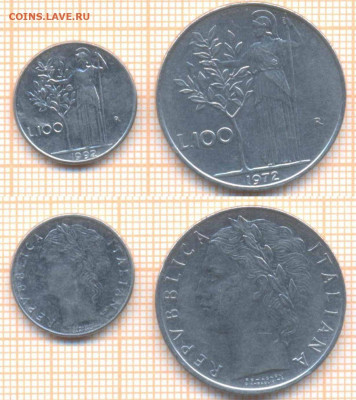 Италия 100 лир 2шт, до 18.04.2020 г. 22.00 по Москве - Италия 100 лир 2 шт 570