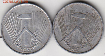 ГДР 1 пфенниг 1952, 1953 г. А до 24.00 20.04. 20 г. - 011
