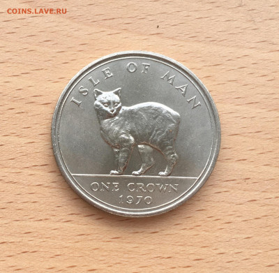 Крона Шайба Остров Мэн 1 крона 1970 Кошка кот Мэнкс фауна - IMG_0789.JPG