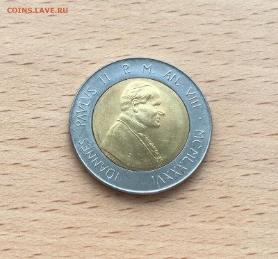 биметалл Ватикан 500 лир 1986 UNC Иисус Христос и Дева Мария - IMG_0473.JPG
