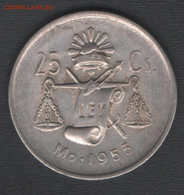 Мексика 25 сентаво 1953 до 19.04.2020 21.00 мск - Мексика 25сентаво53 р