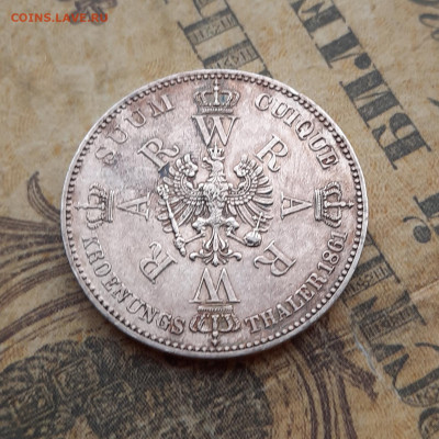 Германия Пруссия 1 талер 1861 г. UNC PL с 200 р. до 19.04 - 20200417_121447