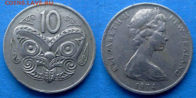 Новая Зеландия - 10 центов 1974 года до 23.04 - Новая Зеландия 10 центов, 1974