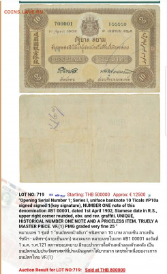 Банкноты Тайланда. - 10 бат 1902 года