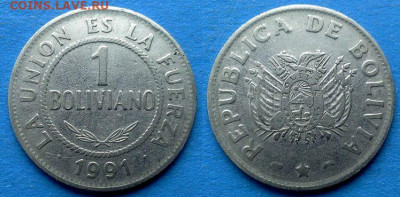 Боливия - 1 боливиано 1991 года до 23.04 - Боливия 1 боливиано, 1991