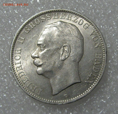 Великое герцогство Баден. Фридрих II. 5 МАРОК 1908 года. UNC - 5марок1908 (3).JPG