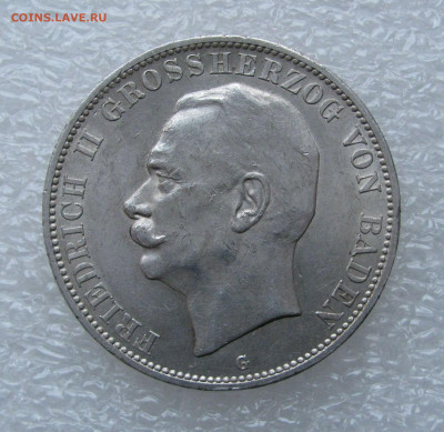 Великое герцогство Баден. Фридрих II. 5 МАРОК 1908 года. UNC - 5марок1908 (2).JPG