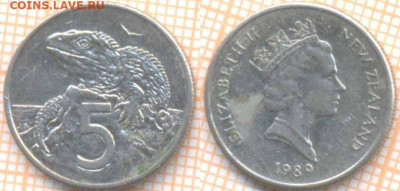 Новая Зеландия 5 центов 1989 г., до 25.04.2020 г. 22.00 по М - Новая Зеландия 5 центов 1989 680