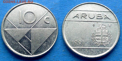 Аруба - 10 центов 1991 года до 25.04 - Аруба 10 центов, 1991