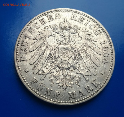 5 марок 1904 Вильгельм II Германия Пруссия на оценку - 5 марок 1904 - 2