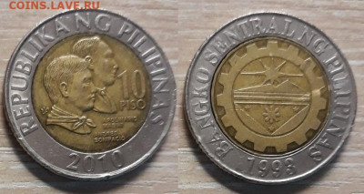 Филиппины 10 песо 2010 Биметалл 25.04.20   22.00 - Филиппины 10 песо 2010