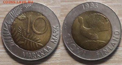 Финляндия 10 марок 1993  Биметалл Фауна 25.04.20   22.00 - Финляндия 10 марок 1993