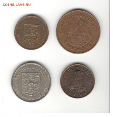 Остров Джерси, 4 разных монеты (1, 2 и 5 пенни). - Джерси 1