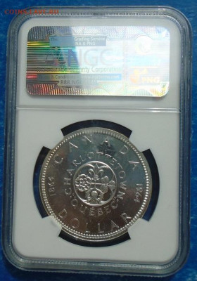 Канада 1 доллар, 1964 100 лет Шарлоттауну и Квебеку NGC PL64 - DSC03631.JPG