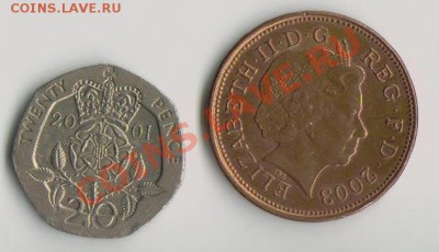 Помогите оценить 2 пенса 2003 ,20 пенсов 2001 - монетыйййй 001
