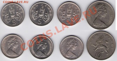 >L< Англия пенсы 4 монеты (3х5п и 10 п) до 04.09.11 22:00 - Ан4м