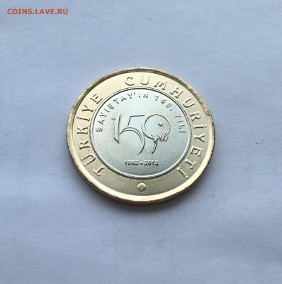 биметалл Турция 1 лира 2012 UNC Счетная палата - IMG_0272.JPG