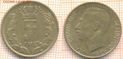 Люксембург 5 франков 1988 г., до 26.04.2020 г. 22.00 по Моск - Люксембург 5 франков 1988 707
