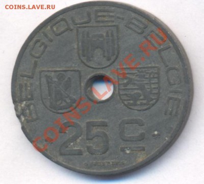 Бельгия 25 сантимов 1942 г. Цинк. До 1.09.11 г. 21-00 МСК. - Бельгия