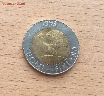 биметалл Финляндия 10 марок 1993 Глухарь Тетерев птица фауна - IMG_0302.JPG