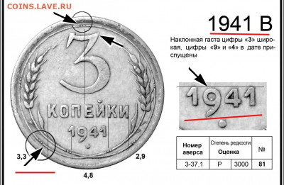 3 копейки 1941 шт 1.1В  на проверку - 3 копейки 1941 В