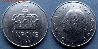 Норвегия - 1 крона 1988 года до 2.05 - Норвегия 1 крона, 1988