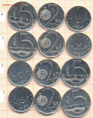Чехия 3 монеты, Фикс 1 набор 3 монеты - 20 руб - Чехия 3 мон фикс 738
