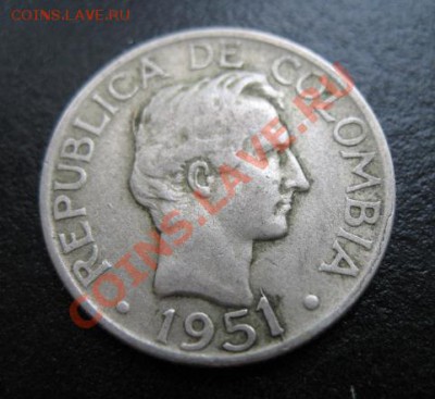 1951 г, Колумбия, 20 с, серебро, до 06.09 в 21-00 мск - 51 колумб 20 а