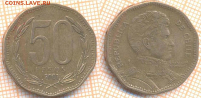 Чили 50 песо 2001 г., до 3.05.2020 г. 22.00 по Москве - Чили 50 песо 2001 750