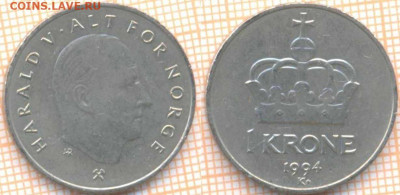 Норвегия 1 крона 1994 г., до  4.05.2020 г. 22.00 по Москве - Норвегия 1 крона 1994 756