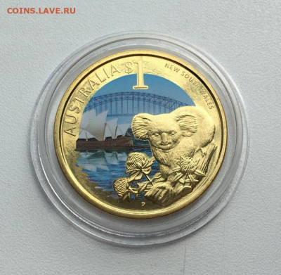 Австралия 1$ доллар 2009 Коала Новый Южный Уэльс Животные - avstralija_1_dollar_2009_koala_novyj_juzhnyj_uels_zhivotnye_fauna_emal