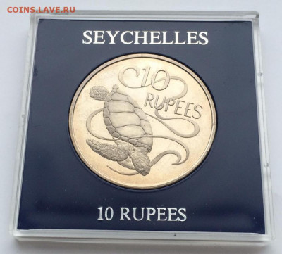 Крона Шайба Сейшелы 10 рупий 1974 Черепаха Сейшельские - krona_shajba_sejshely_10_rupij_1974_cherepakha_sejshelskie_ostrova_pamjatnaja_korobka_fauna