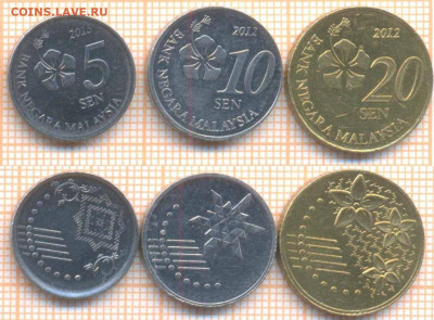 Малайзия 5 сен 2015, 10,20 сен 2012 г., до 7.05.2020 г. 22.0 - Малайзия 3 монеты 783