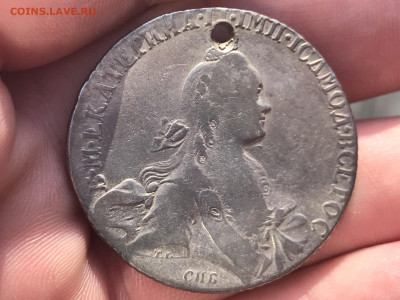 1 рубль 1768 года СПБ-ТI-СА.(отверстие) до 5.05.20. - 6514BA8C-AC22-43F0-8CA4-EA35B6BCDD70