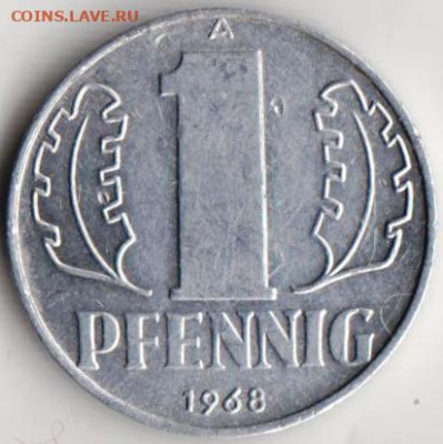 ГДР 1 пфенниг 1968 г. до 24.00 09.05. 20 г. - 035