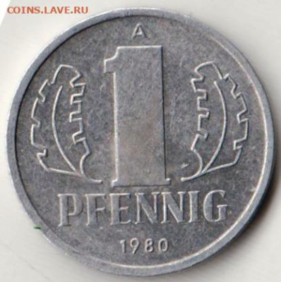 ГДР 1 пфенниг 1980 г. до 24.00 09.05. 20 г. - 036