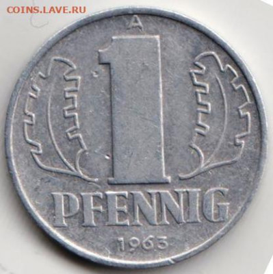 ГДР 1 пфенниг 1963 г. до 24.00 09.05. 20 г. - 038
