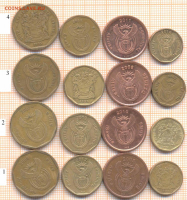 ЮАР 4 монеты , фикс 1 набор - 25 руб - ЮАР 4 монеты1 813