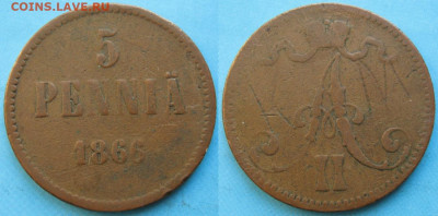 Финляндия 5 пенни 1866 до 10-05-20 в 22:00 - Финляндия 5 пенни 1866    3217